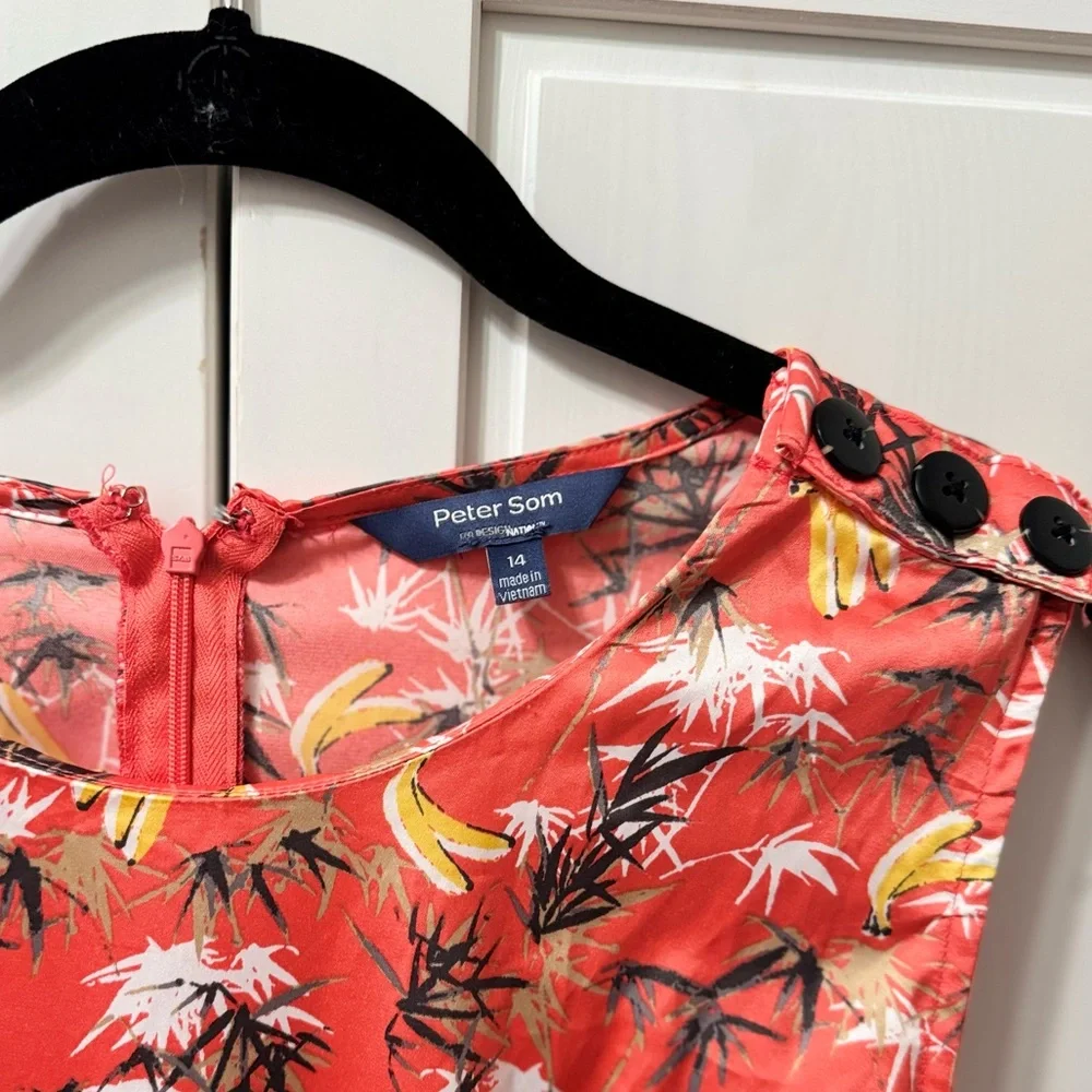 Peter Som For Design Nation Tropical Banana Print Satin Coral Romper Size 14 - Picture 6 of 9